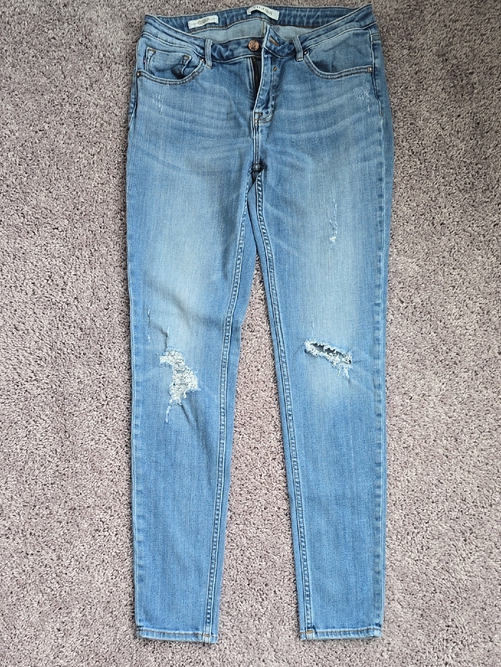 Vigoss Womens Distressed Skinny Jeans Size 30 Light Blue